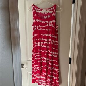 Jones New York Red and White Sleeveless Midi Dress